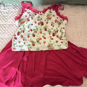 Cider Red Lace Strawberry Print Top